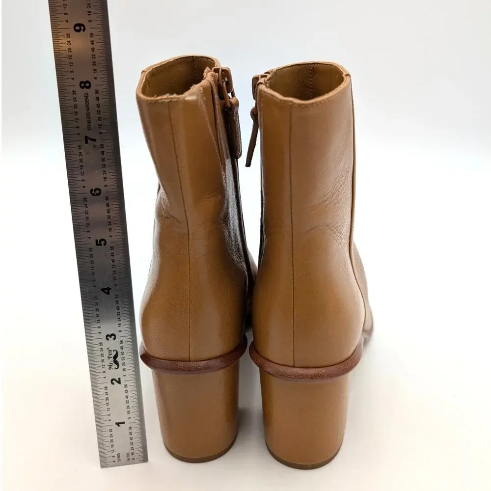 Tory Burch Brooke Stamped Ankle Boots Women's Tan Leather Size US6M EU36.5